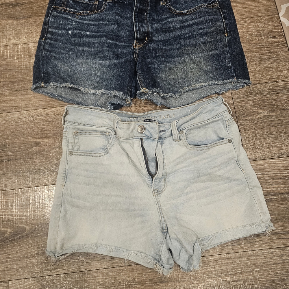 American Eagle Outfitters Dark Blue and Light Blue Jean Shorts